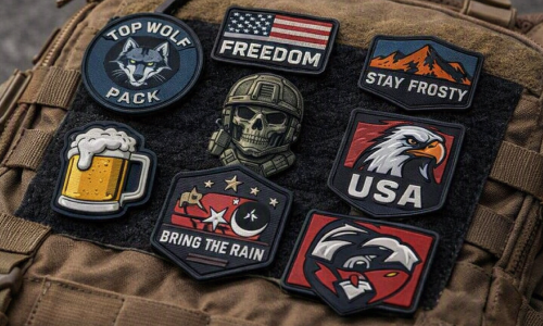 Custom PVC patches Canada featuring multiple tactical and personalized patch designs