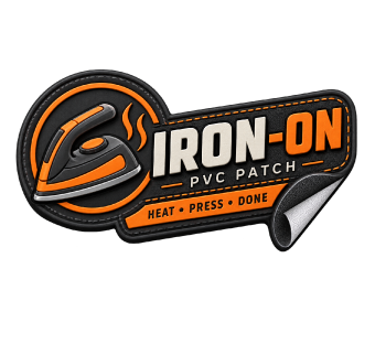 Custom iron-on PVC patches Canada with heat-press backing
